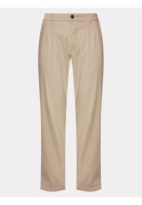 Lindbergh Spodnie materiałowe 30-003108 Beżowy Wide Fit. Kolor: beżowy. Materiał: bawełna #1