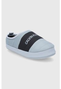 Calvin Klein Jeans Kapcie kolor szary. Kolor: szary. Materiał: materiał, guma, włókno #2
