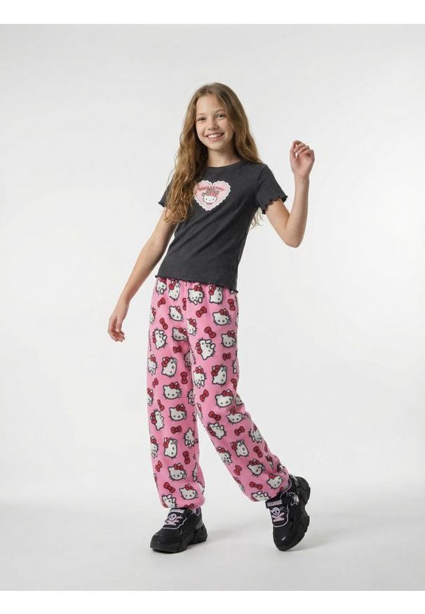 Sinsay - Polarowe spodnie Hello Kitty - różowy. Kolor: różowy. Materiał: polar. Wzór: motyw z bajki