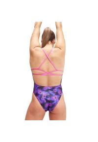 Strój Kąpielowy Speedo Digital Lattice Back – Czarny/Indygo - Rozmiar 38. Kolor: fioletowy. Wzór: nadruk