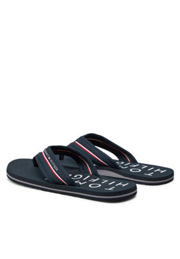 TOMMY HILFIGER - Tommy Hilfiger Japonki Web Beach Sandal FM0FM05340 Granatowy. Kolor: niebieski. Materiał: materiał