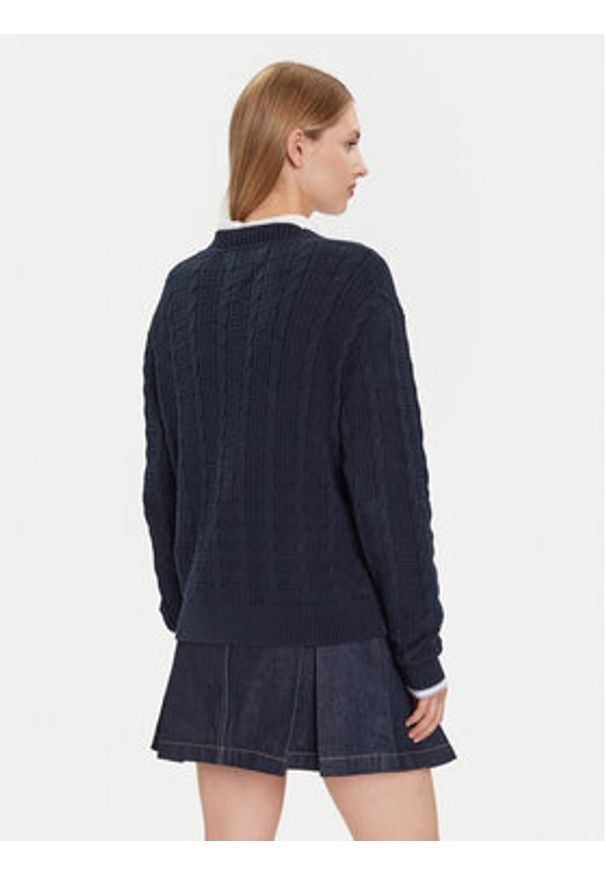 Tommy Jeans Kardigan Cable DW0DW21681 Granatowy Relaxed Fit. Kolor: niebieski. Materiał: bawełna