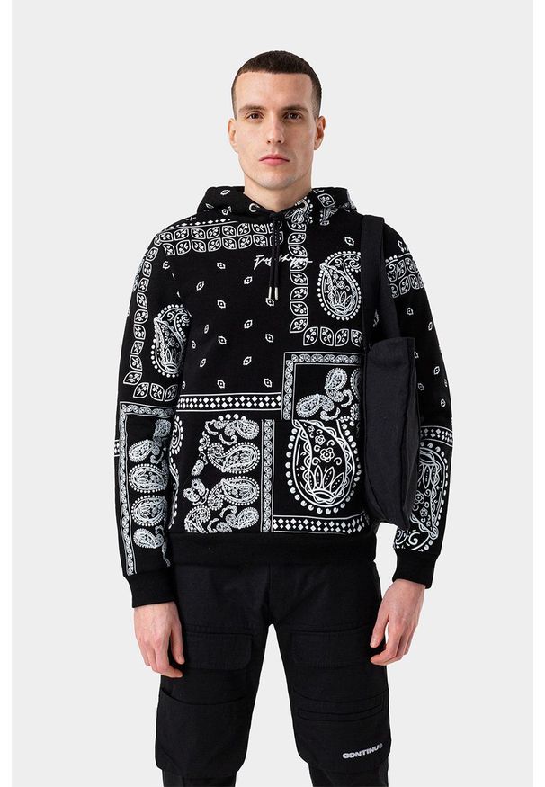Hype bluza męska kolor czarny z kapturem wzorzysta. Okazja: na co dzień. Typ kołnierza: kaptur. Kolor: czarny. Styl: casual