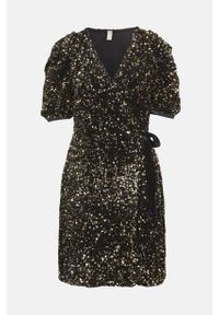Y.A.S - Krótka sukienka z cekinów Sequella. Kolor: złoty, czarny, wielokolorowy. Materiał: tkanina. Typ sukienki: kopertowe. Styl: elegancki, wizytowy. Długość: mini #1