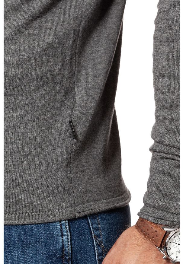 Wrangler - MĘSKI SWETER WRANGLER ROLL EDGE CREW GREY MARL W8624RGVB 112132326. Styl: klasyczny