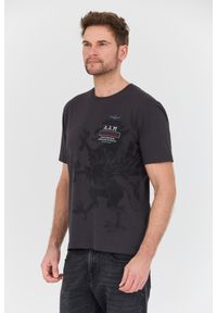 Aeronautica Militare - AERONAUTICA MILITARE Grafitowy bawełniany męski t-shirt M.C., Rozmiar XXL. Kolor: szary. Materiał: bawełna