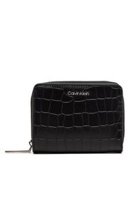 Calvin Klein Mały Portfel Damski Ck Must Md Zip Around K60K612355 Czarny. Kolor: czarny. Materiał: skóra