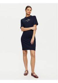 TOMMY HILFIGER - Tommy Hilfiger Sukienka codzienna Short Sleeve Short Dress WW0WW43830 Granatowy Slim Fit. Okazja: na co dzień. Kolor: niebieski. Materiał: bawełna. Typ sukienki: proste. Styl: casual #5