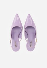 Born2be - Fioletowe Lakierowane Sandały na Szpilce z Odkrytą Piętą i Aplikacją Meridoria. Okazja: na co dzień, na randkę. Zapięcie: pasek. Kolor: fioletowy. Materiał: lakier. Wzór: aplikacja. Obcas: na szpilce. Styl: casual, elegancki, klasyczny #3