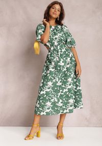 Renee - Zielona Sukienka Cnassiphia. Okazja: na co dzień. Kolor: zielony. Materiał: materiał. Typ sukienki: proste. Styl: casual. Długość: midi