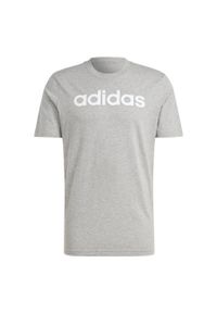 Adidas - Essentials Single Jersey Linear Embroidered Logo Tee. Kolor: szary. Materiał: jersey