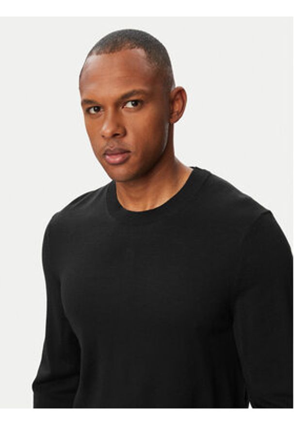 BOSS Sweter H-Leno 50565469 Czarny Regular Fit. Kolor: czarny. Materiał: wełna
