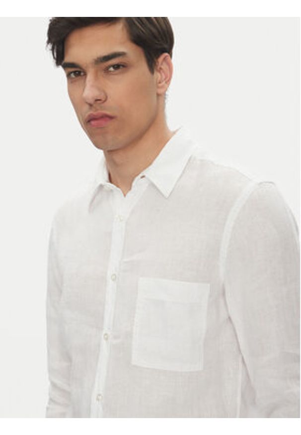 BOSS Koszula 50537381 Biały Regular Fit. Kolor: biały. Materiał: len