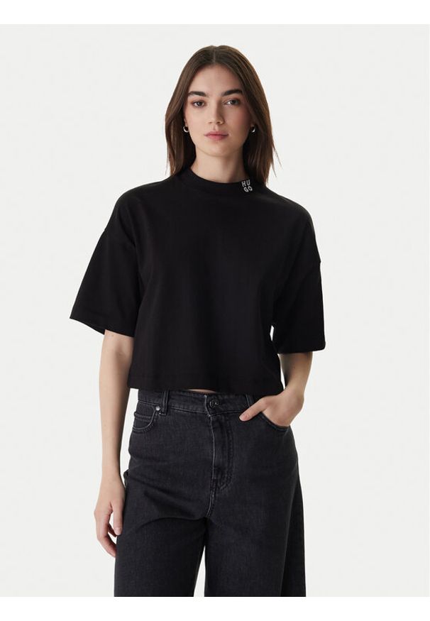 Hugo - HUGO T-Shirt Damelody 50561189 Czarny Regular Fit. Kolor: czarny. Materiał: bawełna
