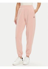 Guess Spodnie dresowe V5RB11 KCAY2 Różowy Regular Fit. Kolor: różowy. Materiał: syntetyk, dresówka