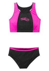 Bikini dziewczęce (2 części) bonprix czarno-różowy. Kolor: czarny #1