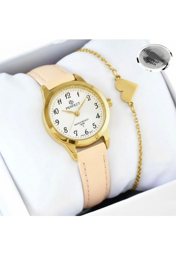 Perfect Zestaw dziecięcy zegarek Komunijny PERFECT LXC048G-17 + bransoletka