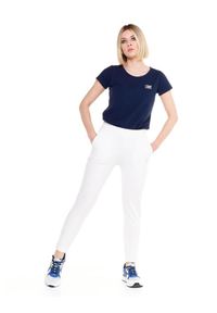 LEONE 1947 APPAREL - Proste spodnie damskie z zakładkami, z polaru treningowego. Kolor: biały. Materiał: polar. Sport: fitness