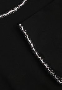 Born2be - Czarny Bawełniany T-shirt z Metaliczną Lamówką przy Dekolcie i Rękawach Ianania. Okazja: do pracy, na co dzień. Kolor: czarny. Materiał: bawełna. Styl: elegancki, klasyczny, casual #3