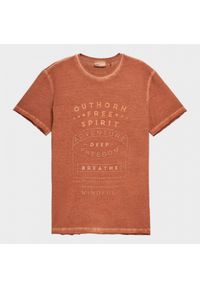 outhorn - T-shirt z nadrukiem męski - czerwony. Okazja: na co dzień. Kolor: czerwony. Materiał: bawełna, dzianina. Wzór: nadruk. Styl: casual #8