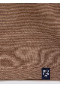 Big-Star - Koszulka męska z logo BIG STAR na piersi brązowa Lobber 804. Kolor: brązowy. Materiał: bawełna, jeans, dzianina. Wzór: aplikacja. Styl: klasyczny
