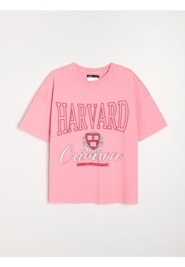 Sinsay - Bawełniana koszulka The Harvard Crimson - różowy. Kolor: różowy. Materiał: bawełna