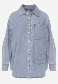 Renee - Niebieska Jeansowa Koszula z Bawełną z Przeszyciami Nekki. Okazja: na co dzień. Kolor: niebieski. Materiał: bawełna, jeans. Wzór: kolorowy. Sezon: lato. Styl: casual #6