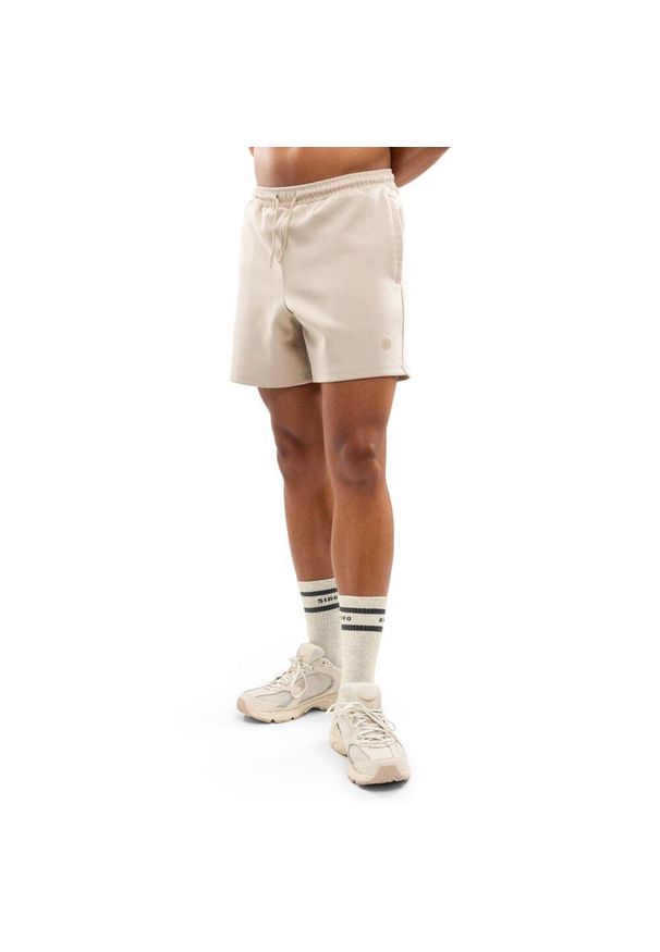 SIROKO - Męskie bawełniane szorty treningowe Fitness Siroko Titan Sand. Kolor: beżowy. Materiał: bawełna. Długość: krótkie. Sezon: lato. Sport: fitness