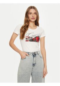 Guess T-Shirt W5RI03 J1314 Biały Regular Fit. Kolor: biały. Materiał: bawełna