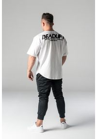 T-shirt oversize sportowy DEADLIFT unisex z krótkim rękawkiem. Kolor: biały. Długość rękawa: krótki rękaw. Długość: krótkie