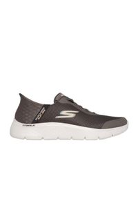 skechers - Buty sportowe Sneakersy męskie, Slip-Ins: Go Walk Flex - Hands Up. Kolor: biały, wielokolorowy, brązowy. Materiał: tkanina. Sport: turystyka piesza