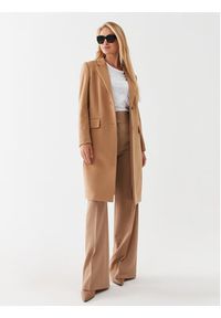 BOSS - Boss Płaszcz wełniany Catara 50501019 Beżowy Slim Fit. Kolor: beżowy. Materiał: wełna #4