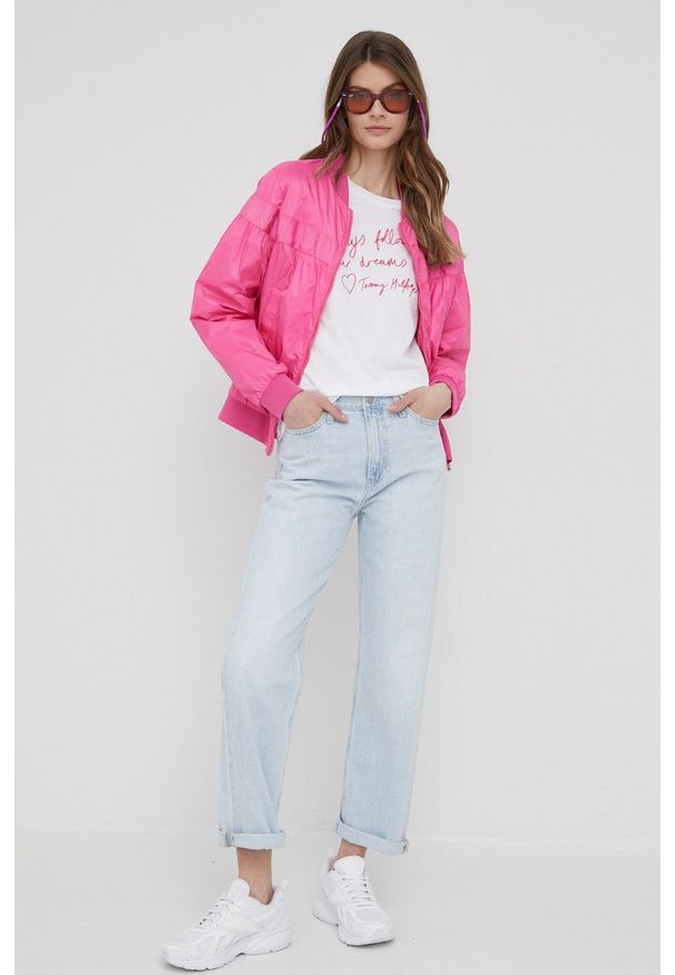 JOOP! - Joop! kurtka damska kolor różowy przejściowa. Okazja: na co dzień. Kolor: różowy. Materiał: materiał. Wzór: gładki. Styl: casual