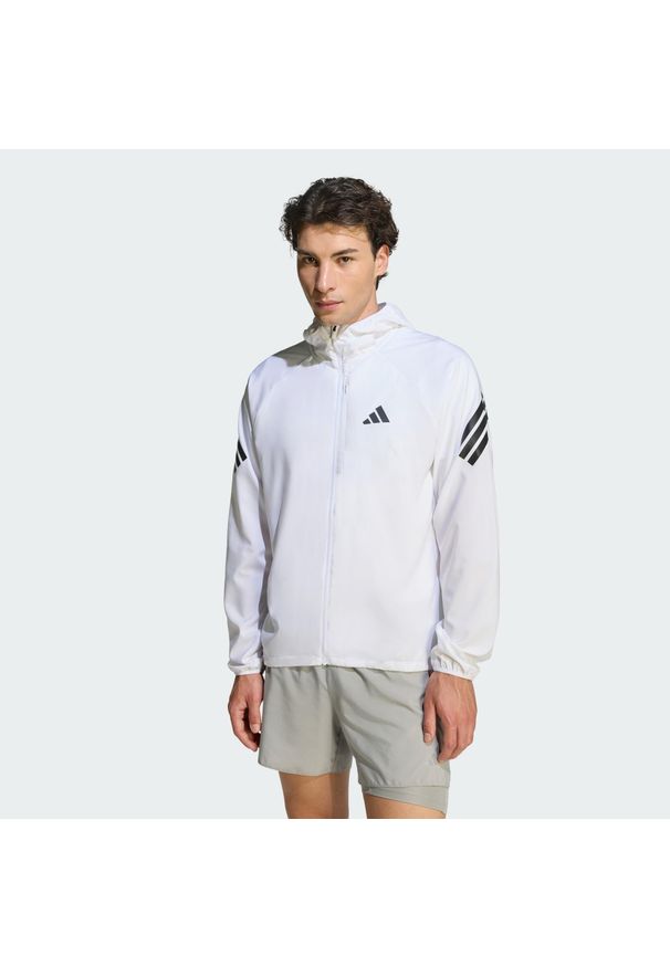 Adidas - Kurtka adi365 Iconic. Kolor: biały. Materiał: włókno. Technologia: ClimaCool (Adidas). Sport: bieganie