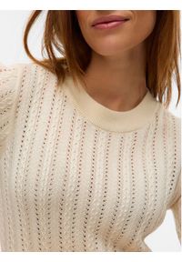 Vero Moda Sweter Morena 10321893 Beżowy Slim Fit. Kolor: beżowy. Materiał: bawełna #4