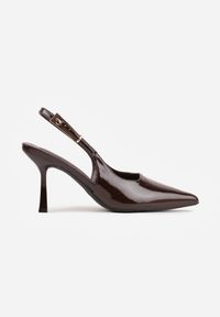 Renee - Brązowe Sandały Lakierowane na Szpilce Vices Typu Slingback Tilazea. Zapięcie: sprzączka. Kolor: brązowy. Materiał: lakier. Obcas: na szpilce. Styl: elegancki, wizytowy #3