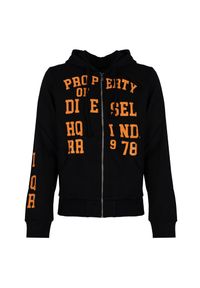 Diesel Bluza "Ginn Hood Zip" | A08697-0HAYT | Mężczyzna | Czarny. Okazja: na co dzień. Typ kołnierza: kaptur. Kolor: czarny. Materiał: poliester, bawełna. Wzór: jednolity, nadruk. Styl: sportowy, casual