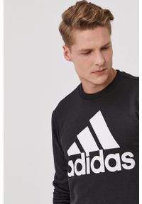 Adidas - adidas Bluza męska kolor czarny z nadrukiem. Okazja: na co dzień. Kolor: czarny. Wzór: nadruk. Styl: casual #4