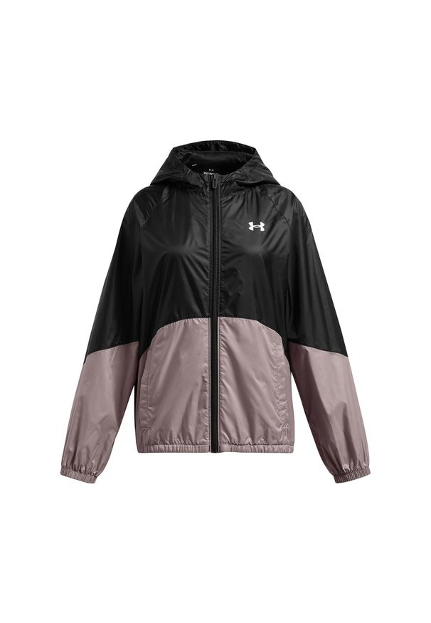 Kurtka przejściowa dziewczęca Under Armour UA Sport Windbreaker Jkt - czarna. Kolor: czarny. Materiał: materiał, tkanina, poliester. Styl: sportowy