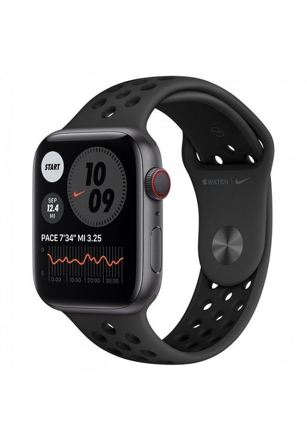 APPLE - Smartwatch Apple Watch Nike 6 GPS+Cell 44 aluminium, gwiezdna szarość | antracyt/czarny pasek. Rodzaj zegarka: smartwatch. Kolor: czarny. Styl: wakacyjny