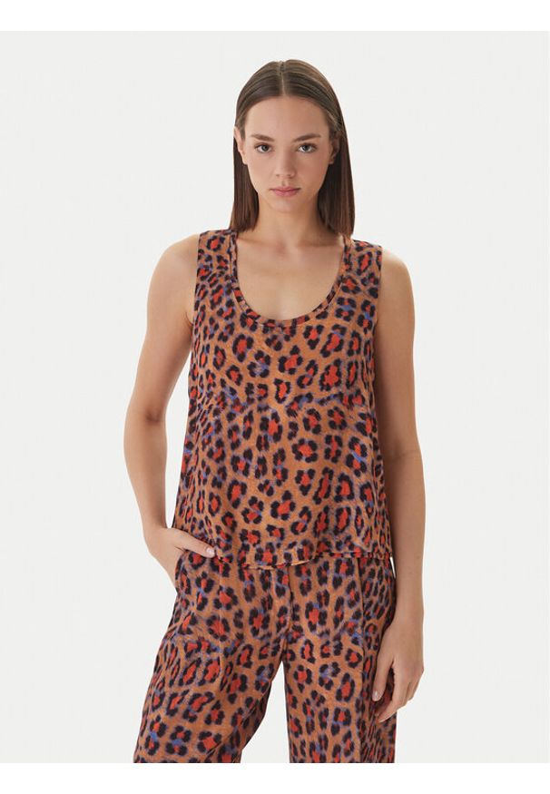 LOLA CASADEMUNT Top MS2615033 Brązowy Regular Fit. Kolor: brązowy. Materiał: wiskoza