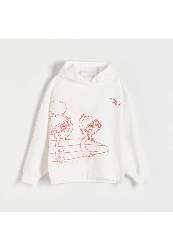 Reserved - Bluza Mickey Mouse - Kremowy. Kolor: kremowy. Materiał: bawełna. Wzór: motyw z bajki