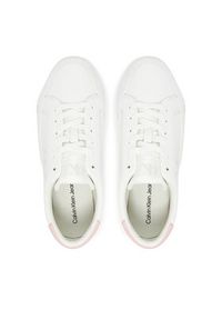 Calvin Klein Jeans Sneakersy Vulc Flatf Lth Logo Tag YW0YW01873 Biały. Kolor: biały. Materiał: skóra