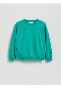 Reserved - Bawełniana bluza oversize - zielony. Kolor: zielony. Materiał: bawełna #1