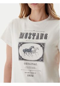 Mustang T-Shirt Rosewood 1016758 Écru Regular Fit. Materiał: bawełna #3