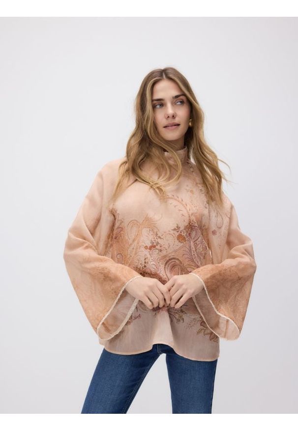 Reserved - Bluzka z lyocellem - wielobarwny. Materiał: tkanina