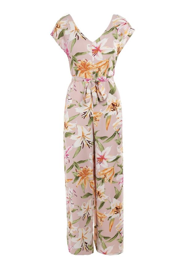 Born2be - Jasnoróżowy Kombinezon Arola. Kolor: różowy. Materiał: materiał, tkanina. Długość rękawa: na ramiączkach. Długość: długie. Wzór: aplikacja