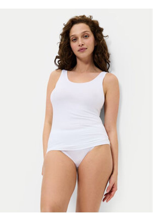 Triumph Top Sense Of Cotton 10224974 Biały Slim Fit. Kolor: biały. Materiał: bawełna