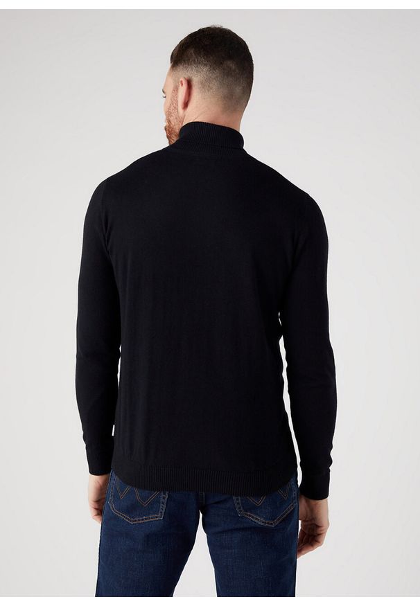 Wrangler - WRANGLER ROLL NECK KNIT MĘSKI SWETER BLACK W8D42P100. Okazja: na co dzień. Materiał: materiał, wełna, bawełna, nylon. Długość rękawa: długi rękaw. Długość: długie. Styl: casual, elegancki