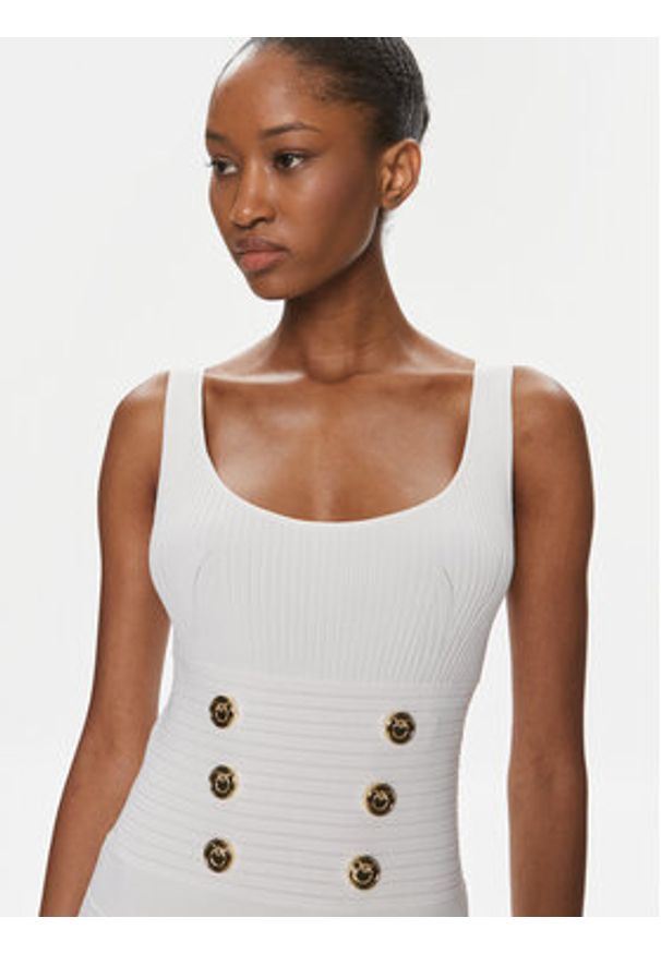 Pinko Sukienka dzianinowa Cactus 102879 A1LK Biały Slim Fit. Kolor: biały. Materiał: syntetyk, wiskoza